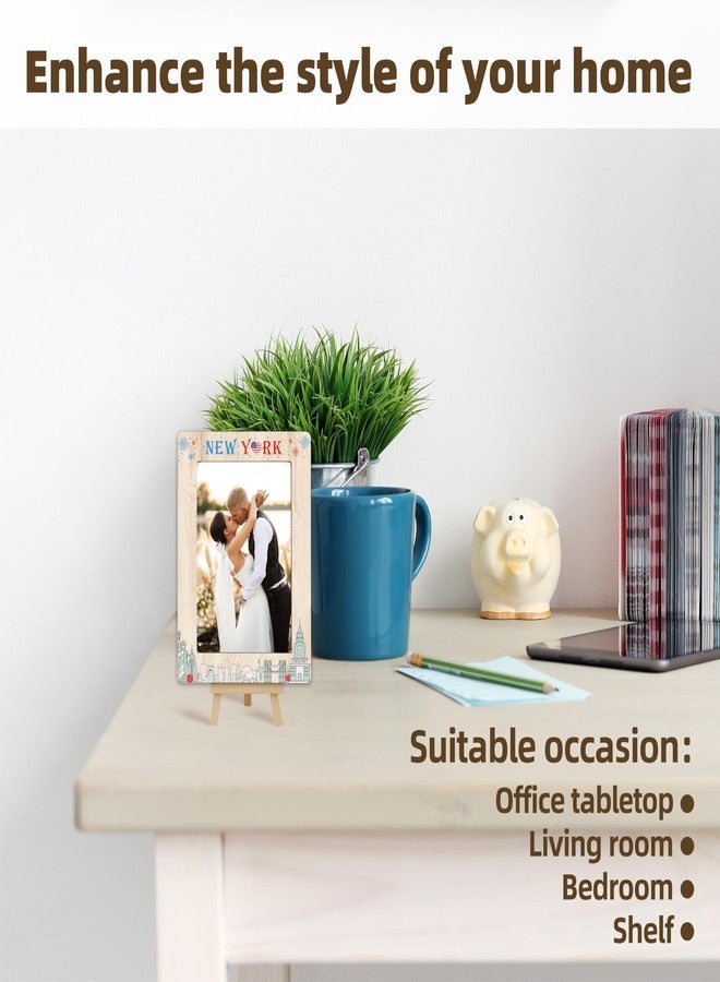 DETIHO New York Travel Picture Frame, 4x6 New York Themed Wooden Frame with Easel Stand for Home Decor Tabletop Display, Vacation Honeymoon Gifts for Friends Couples - D02 - Image 3
